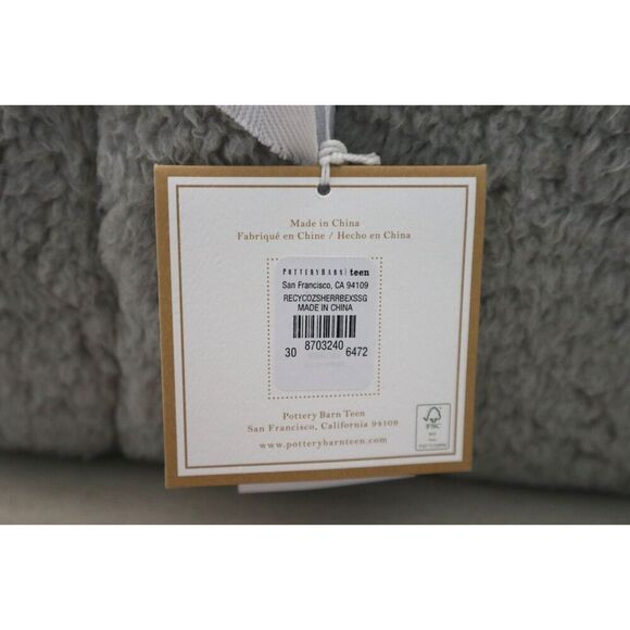Pottery Barn Teen Sz XS/S Gray Recycled Cozy Sherpa Robe - Picture 5 of 6